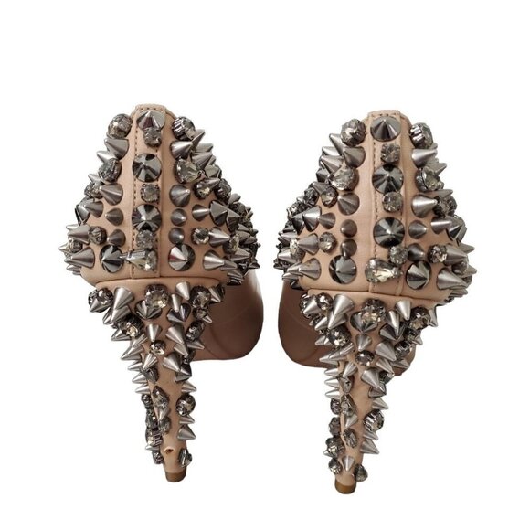 Sam Edelman Roza Spiked Heels Pumps‎ Shoes 6 M Tan Matte Leather  Rhinestone - Picture 7 of 14